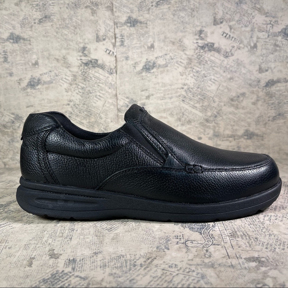 Nunn Bush Cam Leather Moc Toe Slip On Loafers Black Comfort Shoes NWT